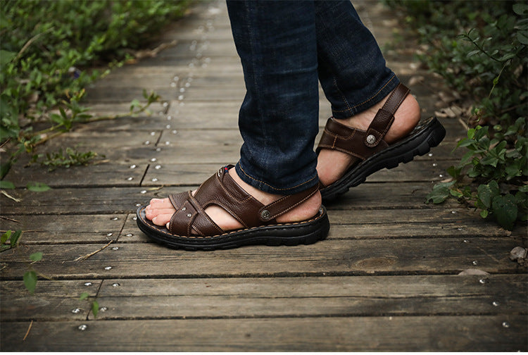 Classic Ankle-Wrap Leather Sandals