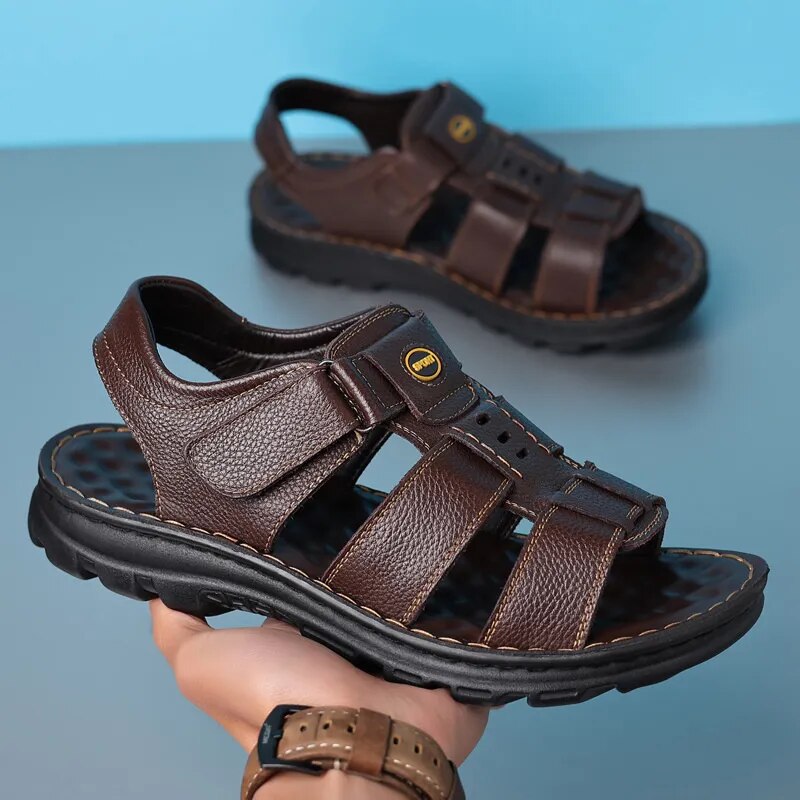 Soft Ankle-Wrap Leather Sandals
