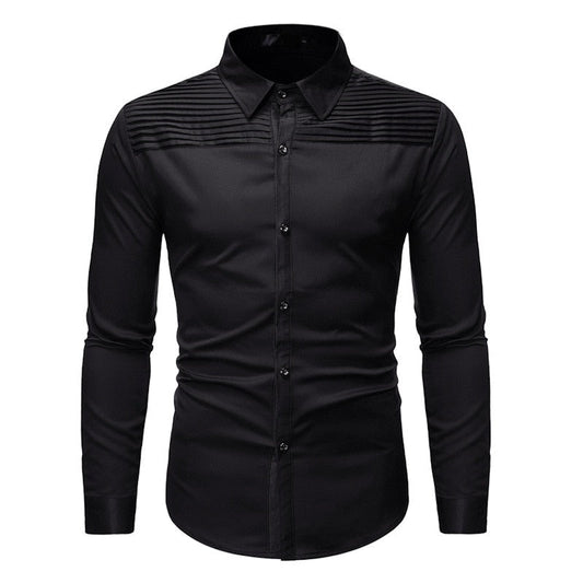 Black Slim Fit Design Shirt
