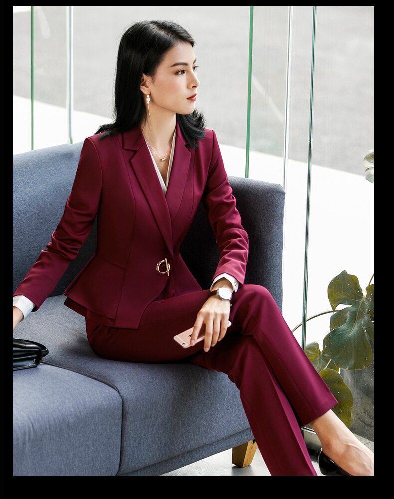 Two-piece Wine Red Event Outfit