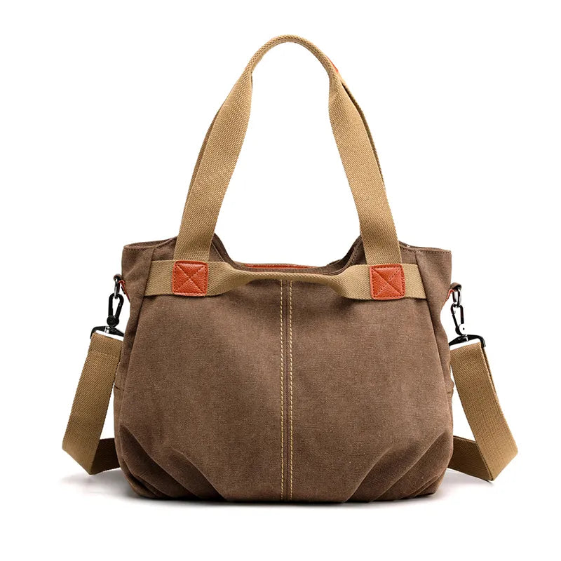 Khaki Canvas Capacity Shoulder Bag