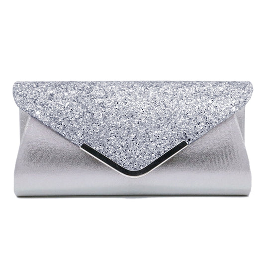 Sequin Design Magnetic Silver Evening Bag