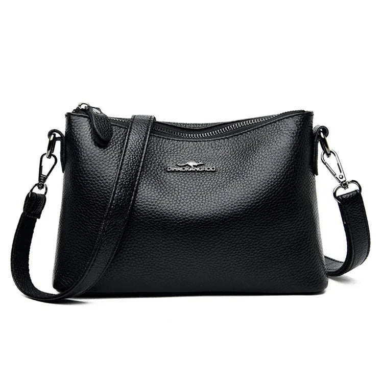 Black Leather Shoulder Messenger Bag