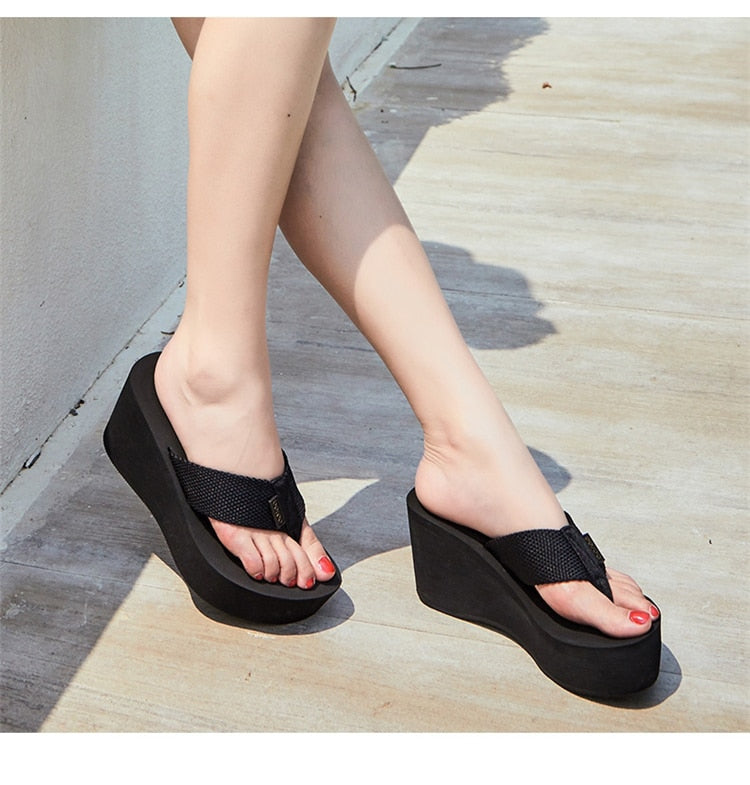 Black Mid heel Slippers
