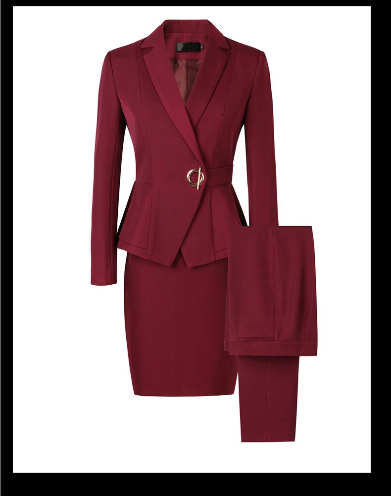 Two-piece Wine Red Event Outfit