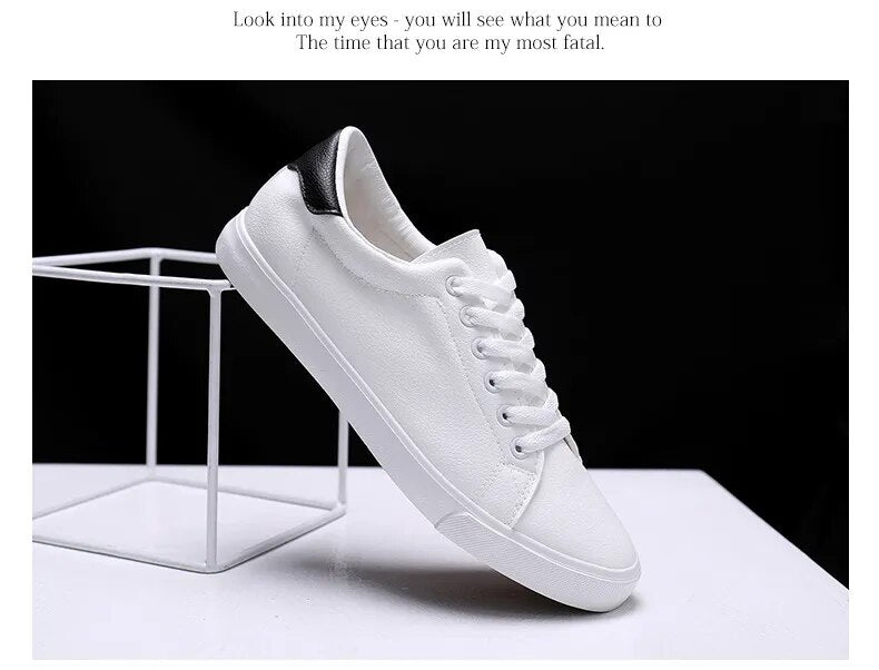 White Round Head Lace-Up Shoes