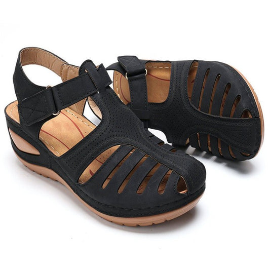 Black Gladiator Low Heels Sandals