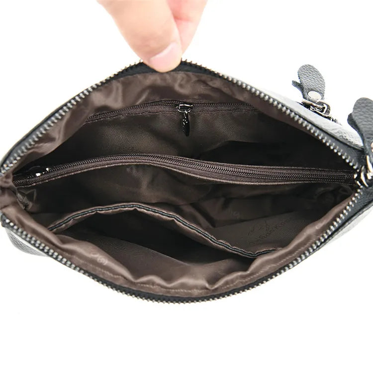 Black Leather Shoulder Messenger Bag