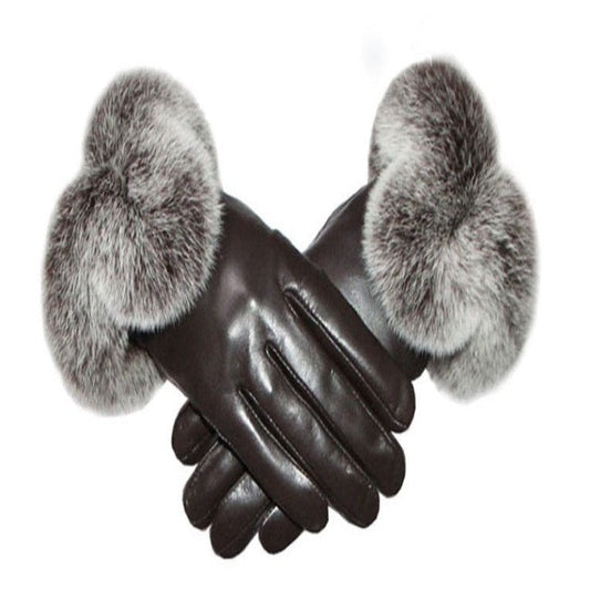 Dark Brown Sheepskin Gloves Touch Screen
