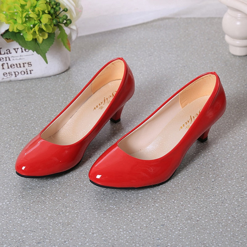 Red Low Heel Dress Shoes