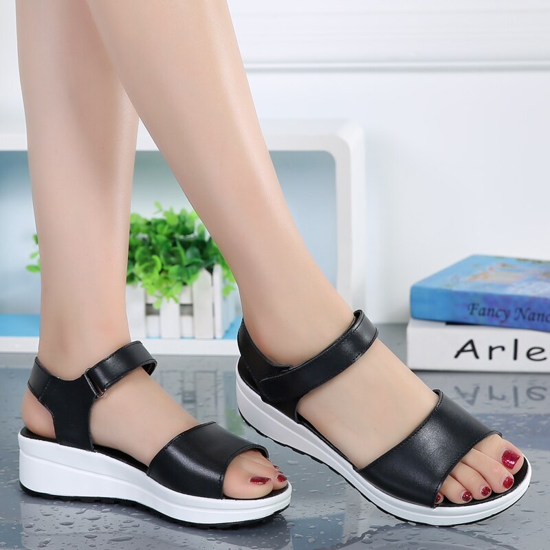 White Leather Ankle Strap sandals
