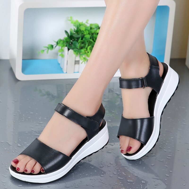 White Leather Ankle Strap sandals