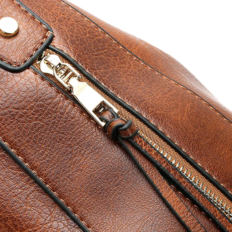 Brown Hobos Leather Capacity Handbag