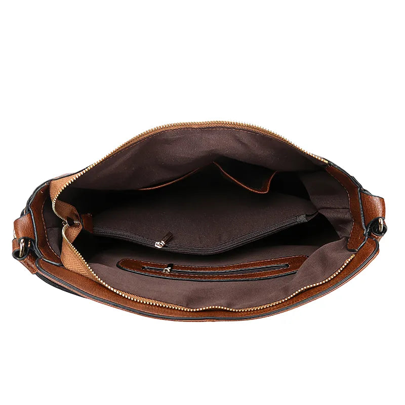 Brown Hobos Leather Capacity Handbag
