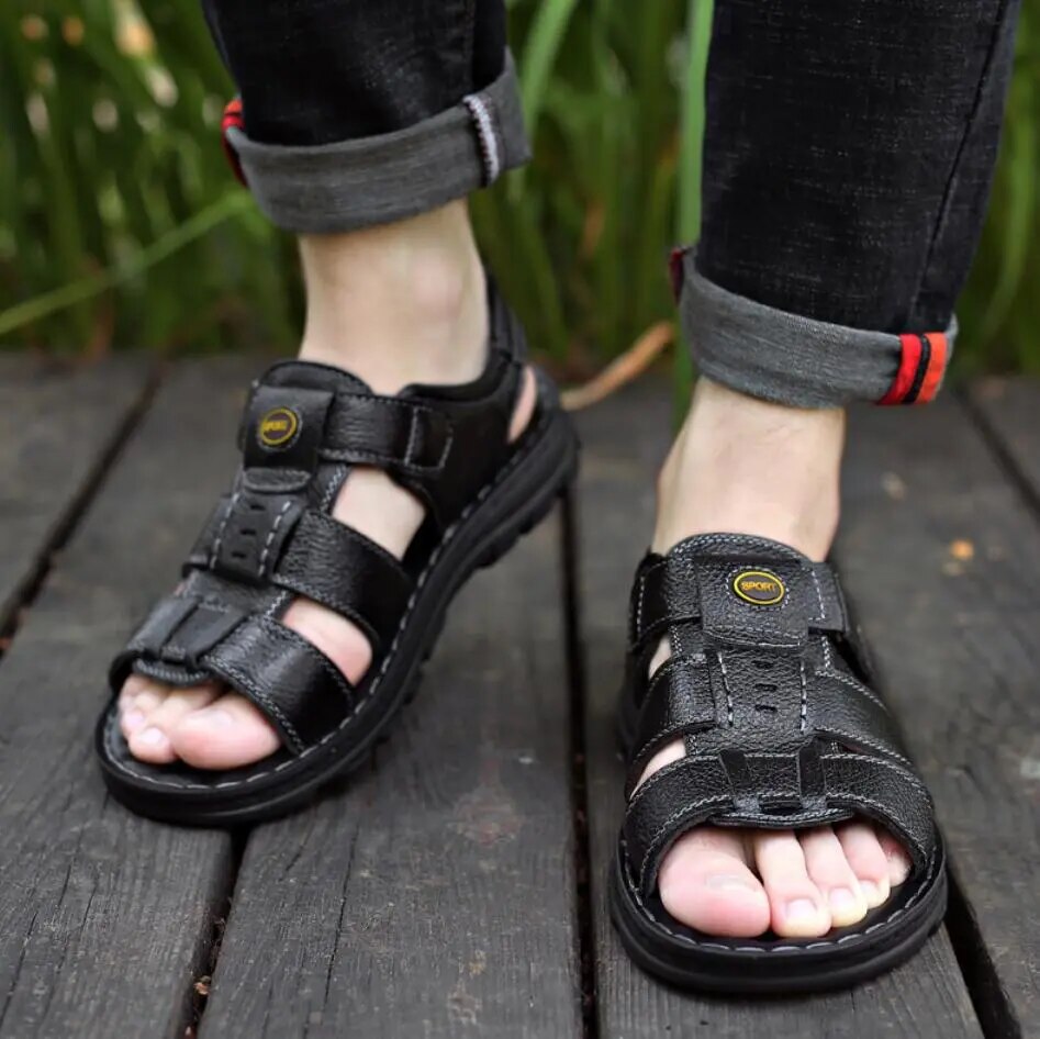 Soft Ankle-Wrap Leather Sandals