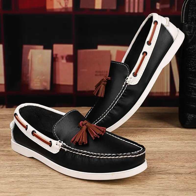 Lightweight Leather Tassel Loafers