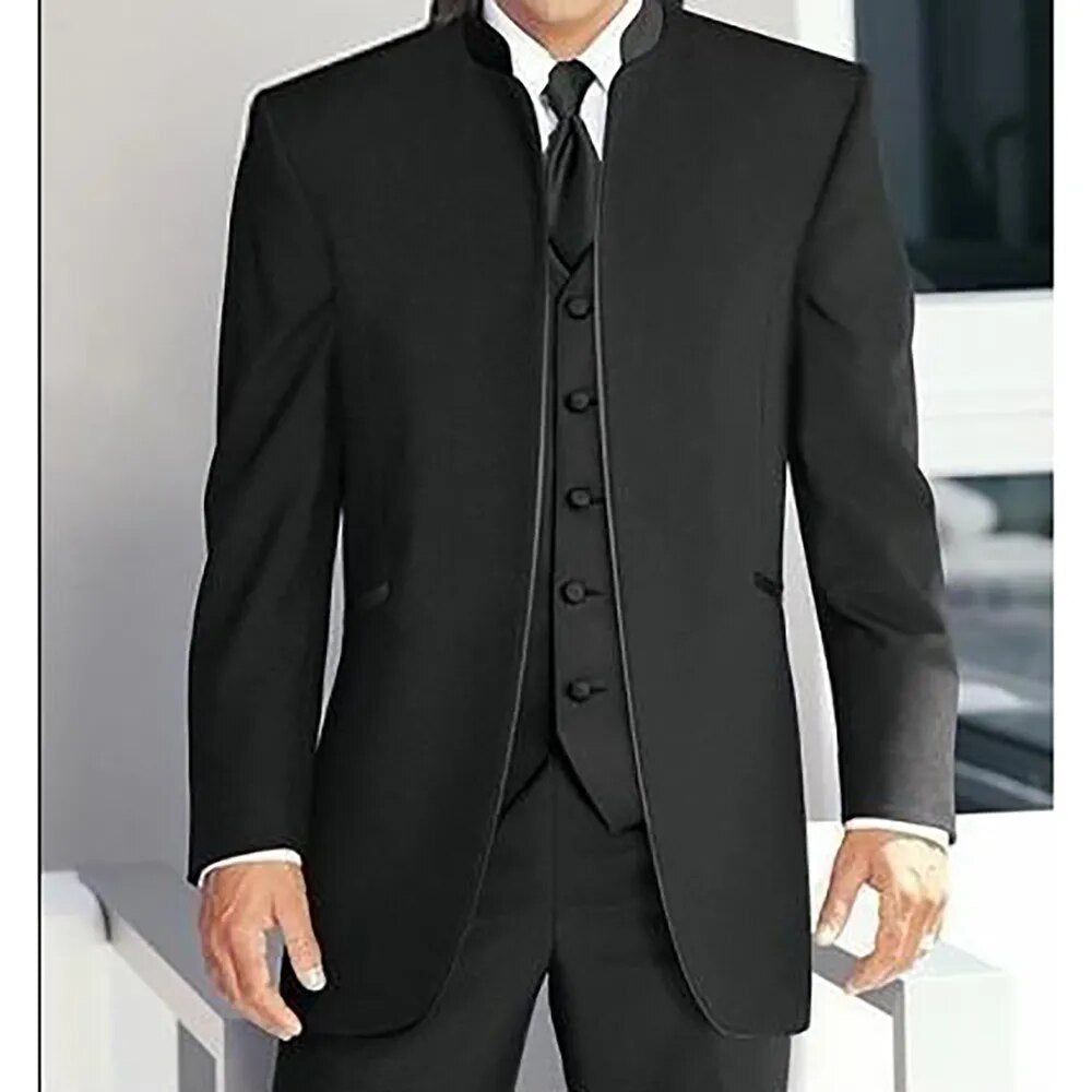Stand Collar 3-Piece Black Costume
