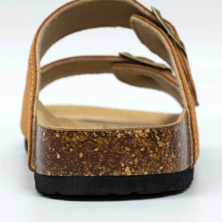 Camel Microfiber Leather Cork Slippers