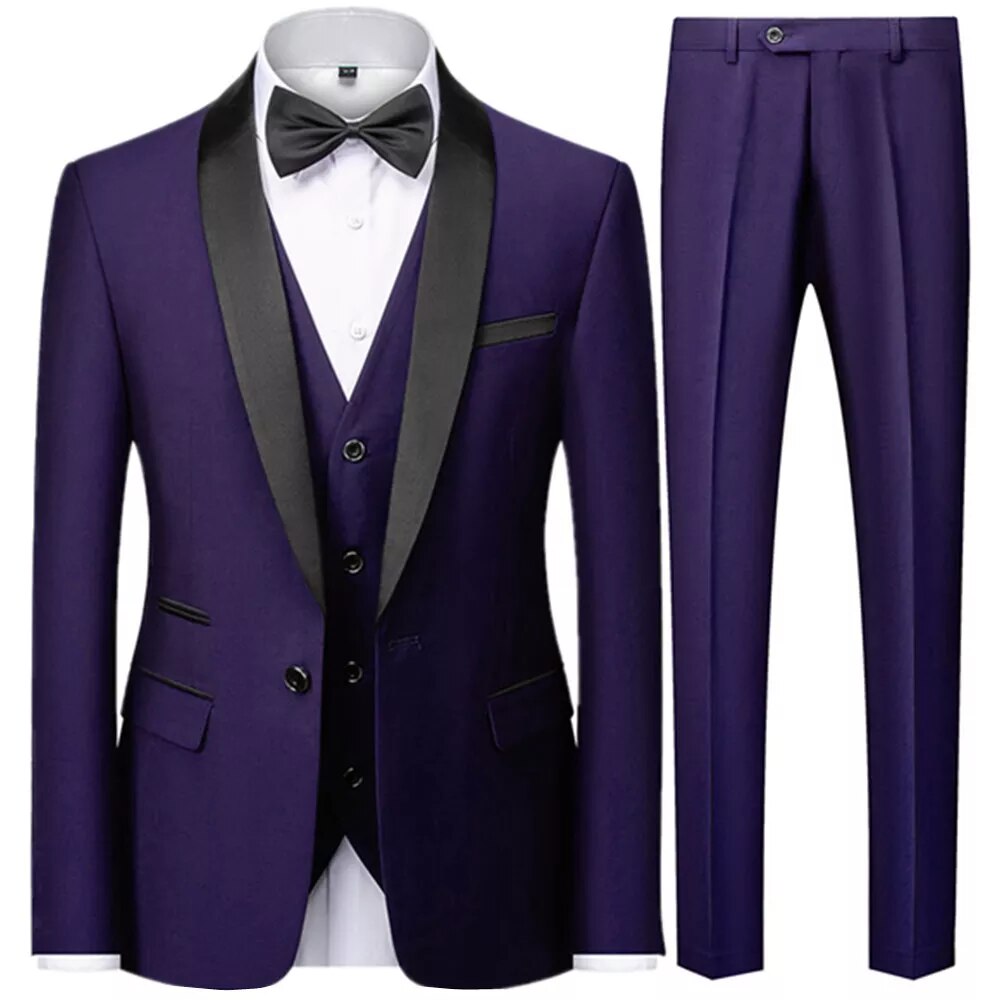 Wine 3-piece Slim Fit Tuxedo Suit