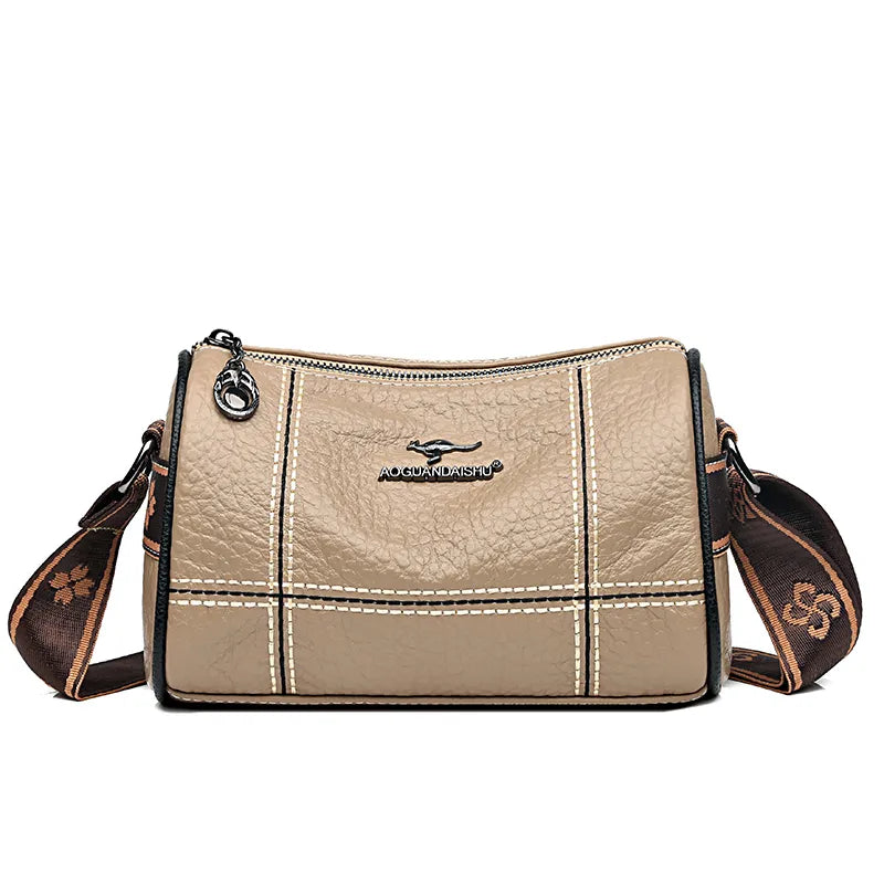 Khaki Sequin Leather Shoulder Handbags