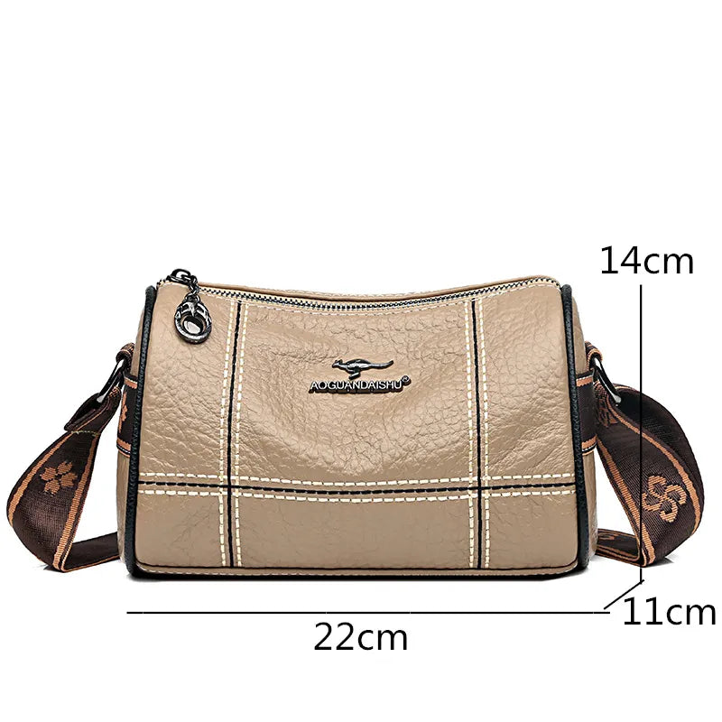 Khaki Sequin Leather Shoulder Handbags