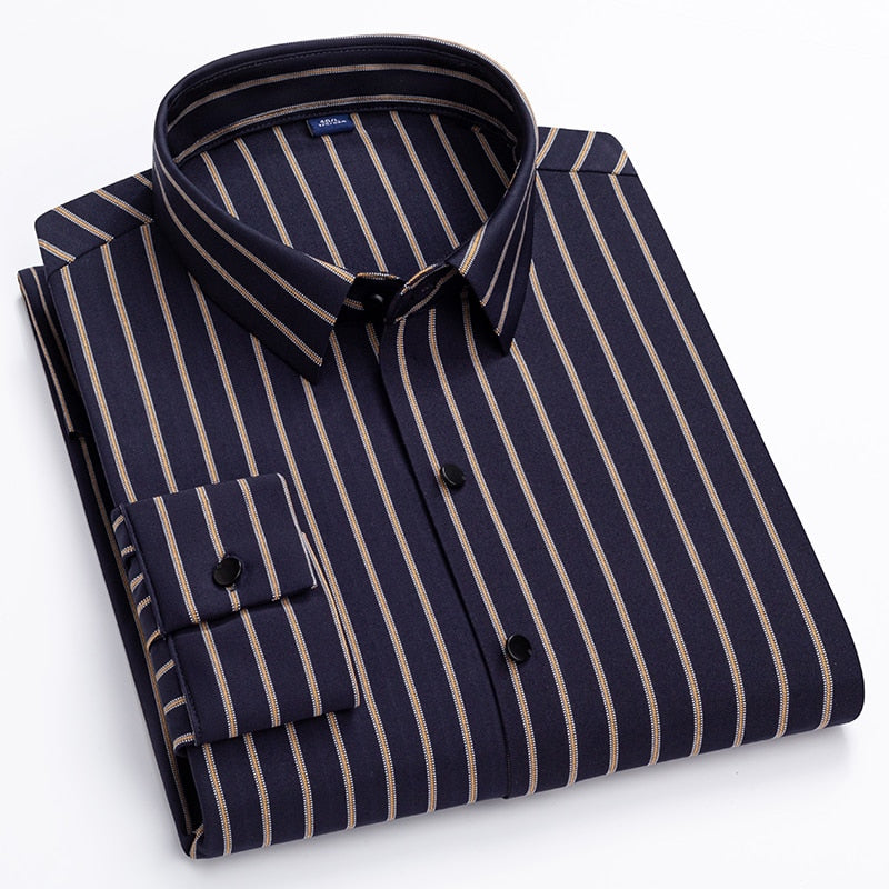 Extensible Wrinkle-free Striped Shirt