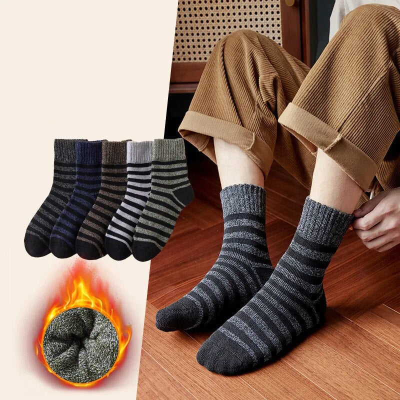 Thick Thermal Woolen Striped Merino Socks