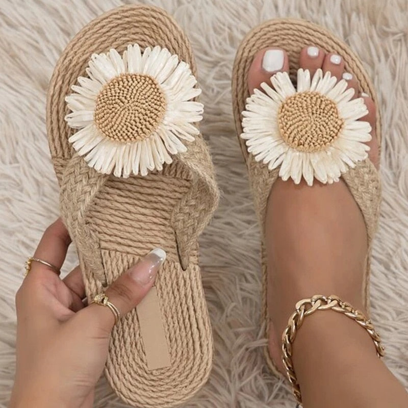 Ladies Tropical Flower Slippers