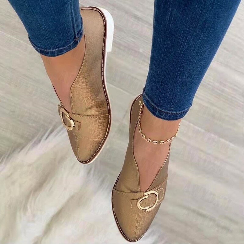 Beige Shallow Loafers