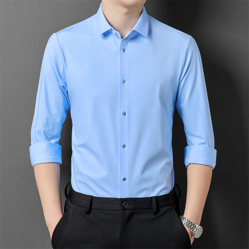 Extensible Slim-Fit Sky Blue Shirt