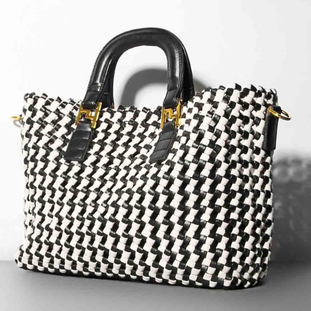Large Tote Knitted PU Leather handbag