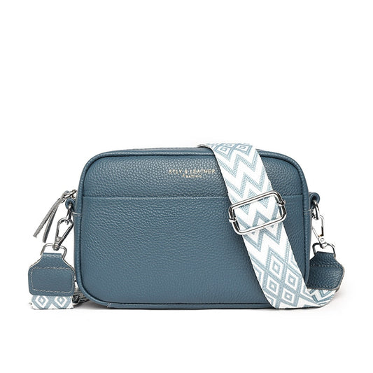 Light Blue Leather Crossbody Handbag