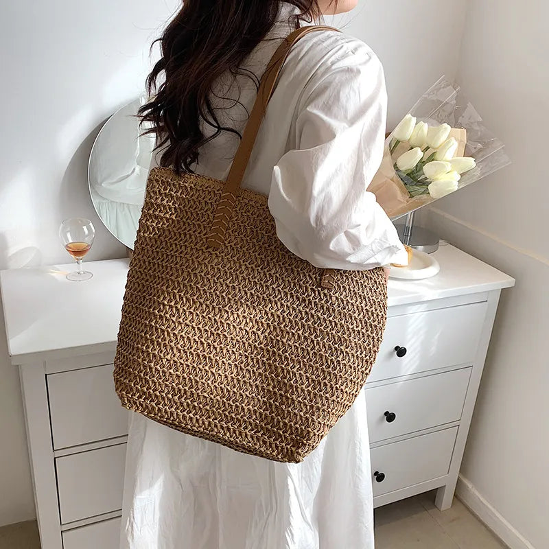 Hand-woven Shoulder Shopper Handbag