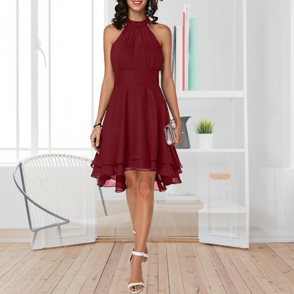 Asymmetric Sleeveless Cutout Layered Dress
