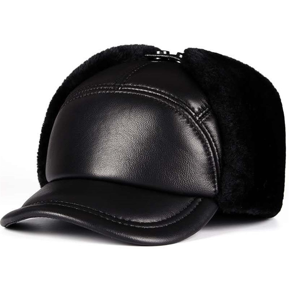Sheepskin Leather Winter Bomber Hat