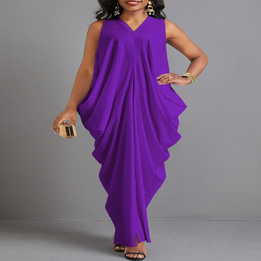 Split O Shape Purple Maxi Dress