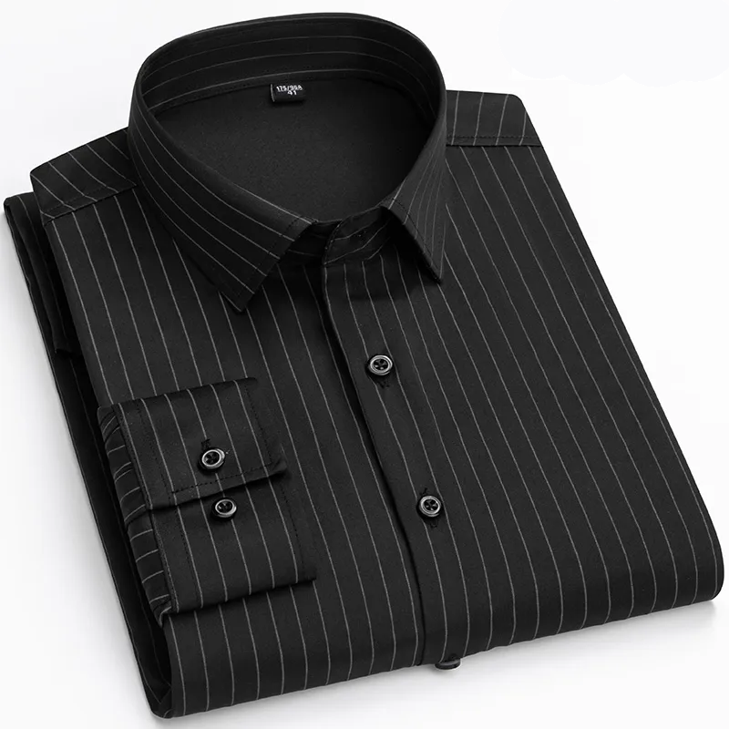 Camisa Stretch Listrada Branca Slim Fit