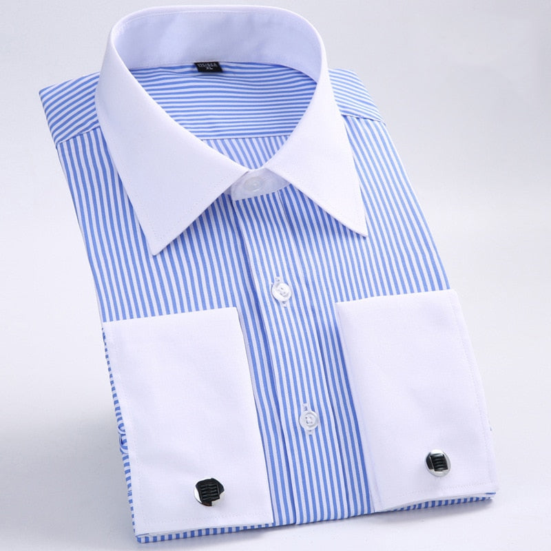 Camisa de vestir a rayas estilo puño francés