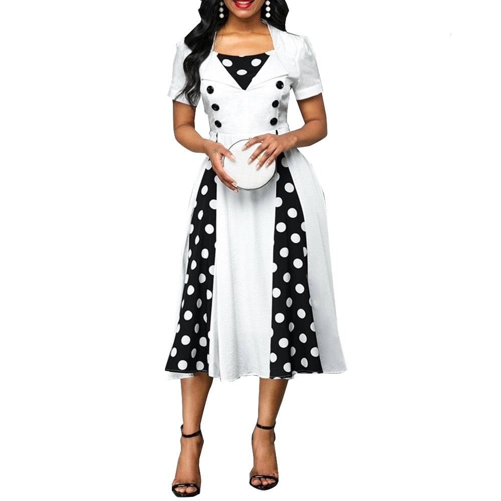 Dot Print Gown Dress