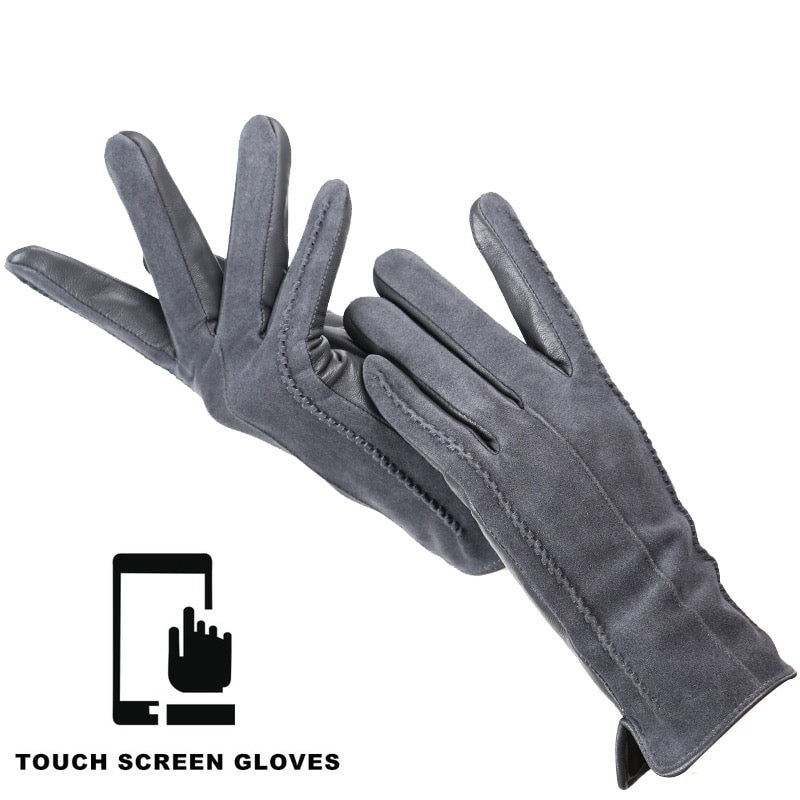 Black Touch Screen Leather Gloves