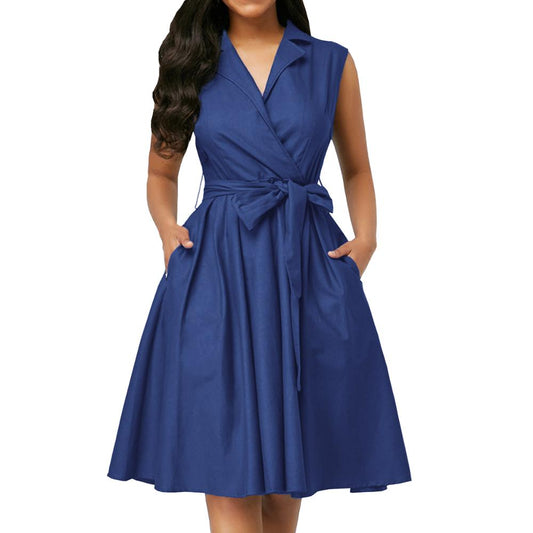 Empire marineblauwe jurk