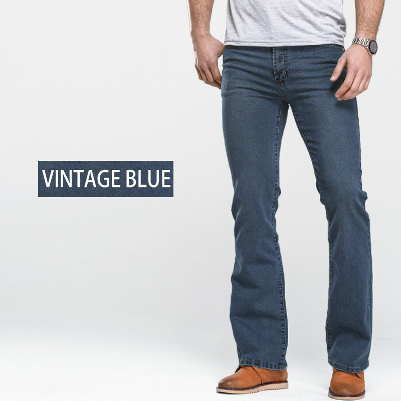 Jeans blu taglio a stivale estensibile slim fit