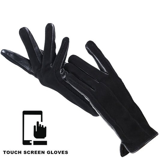 Schwarze Touchscreen-Lederhandschuhe