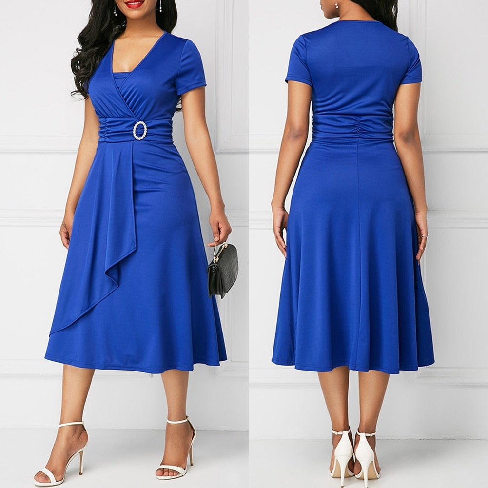 Vestido Azul Banquete Linha A