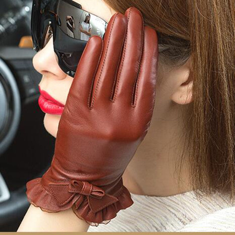 Gants d'hiver en peau de mouton rouge