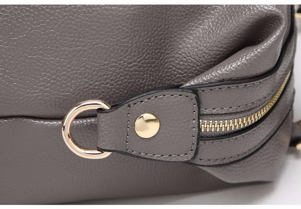 Grey All-match Leather Handbag