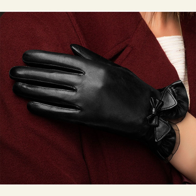 Gants d'hiver en peau de mouton rouge