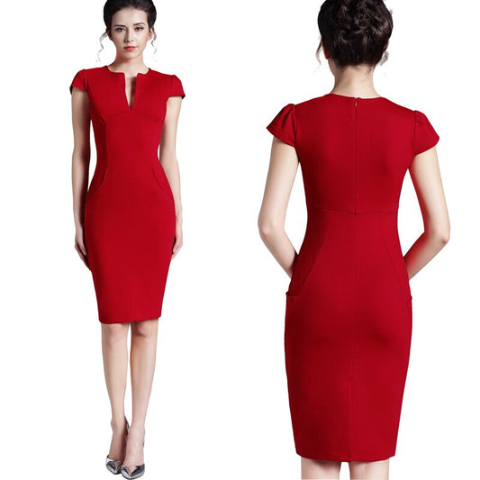 Charming Pocket Red Dress