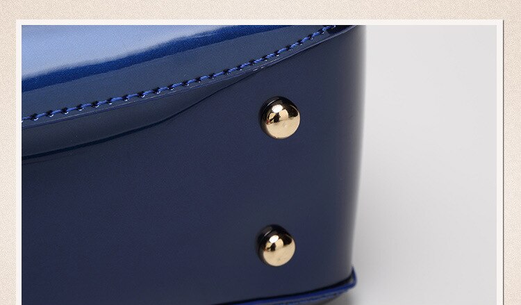 Shining Blue Leather Handbag