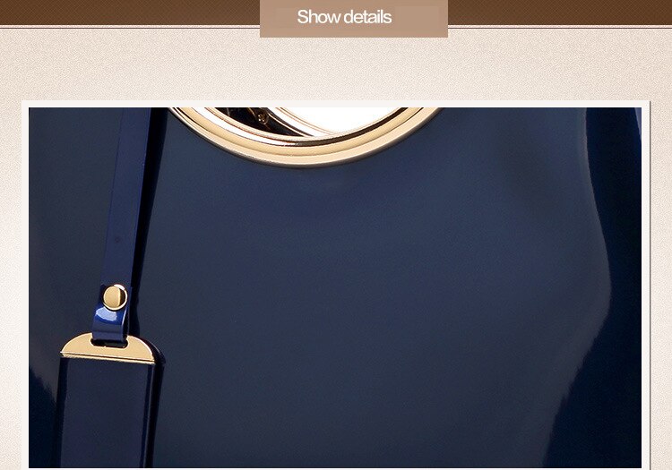 Shining Blue Leather Handbag